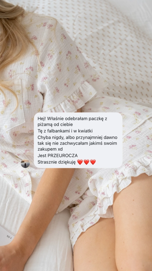 Krótka piżama Bloom z muślinu w kwiatowy wzór opinia