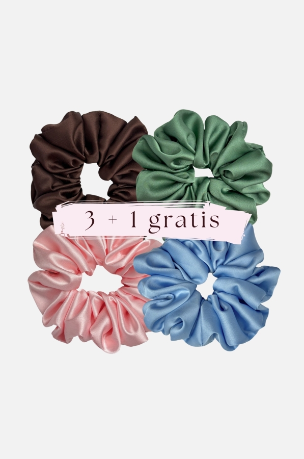 Komplet czterech eleganckich gumek do włosów typu scrunchie