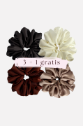 Zestaw czterech gumek do włosów typu scrunchie basic