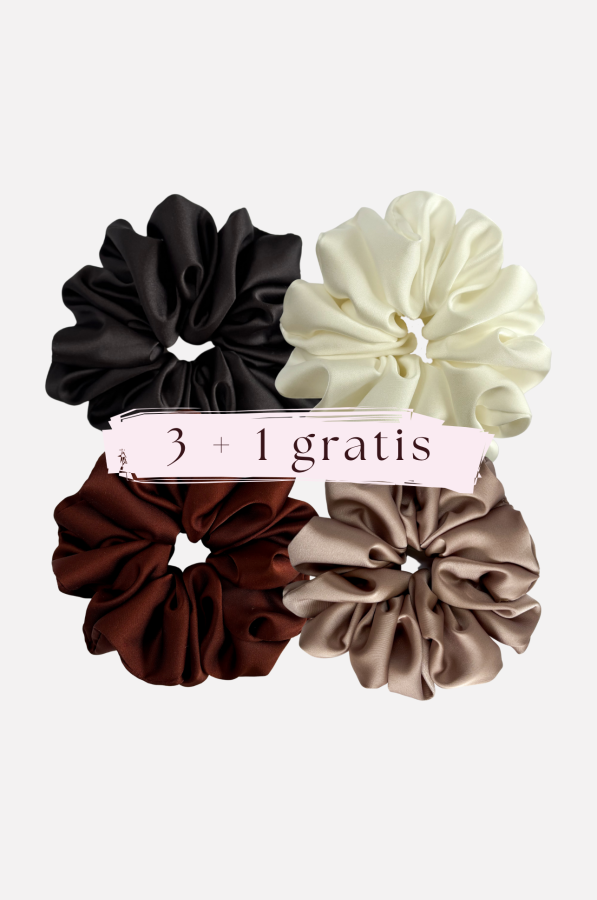 Zestaw czterech gumek do włosów typu scrunchie basic